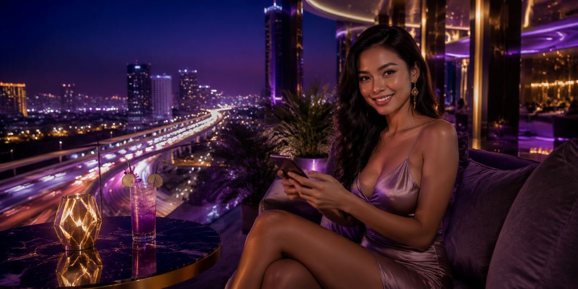 Tampilan neon kasino dengan atmosfer taruhan malam yang elegan dan modern